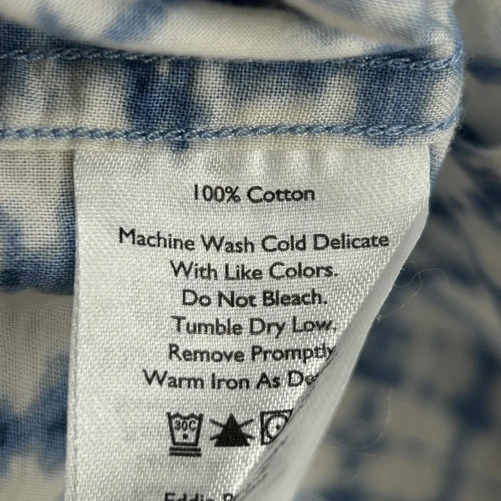 Eddie Bauer Classic Fit Short Sleeve Shirt Men Blue Tie Dye Casual 100%‎ Cotton